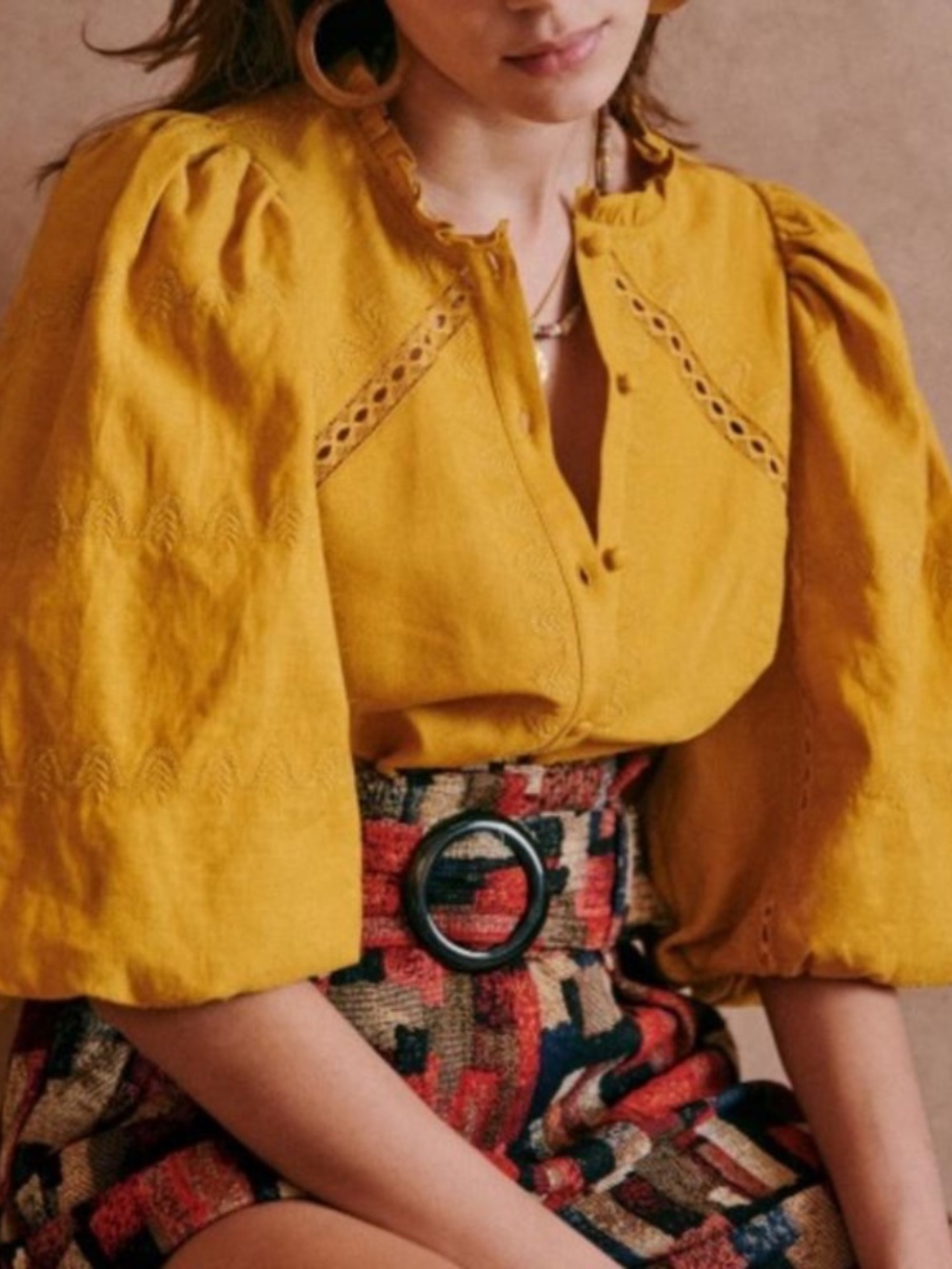 Sézane Anton Blouse in Ochre Size EU36/US4
